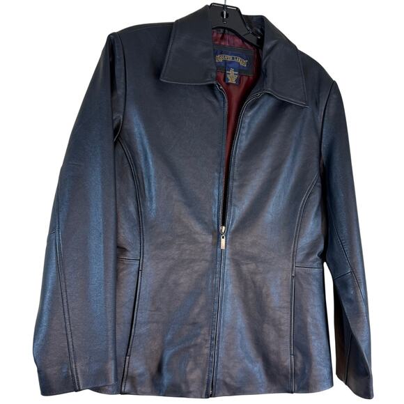 Shaver Lake Leather Jacket Coat Women Small Black Long Sleeve Full Zip Vintage - Picture 1 of 9